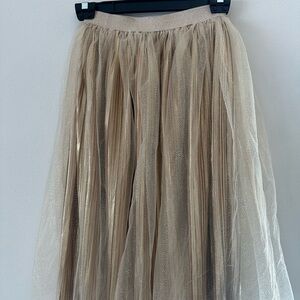Zara Shimmering Gold Tulle A-Line Skirt